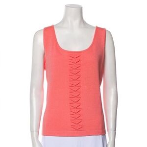 St. John Sport Coral Sleeveless Knit Top - Sz XL